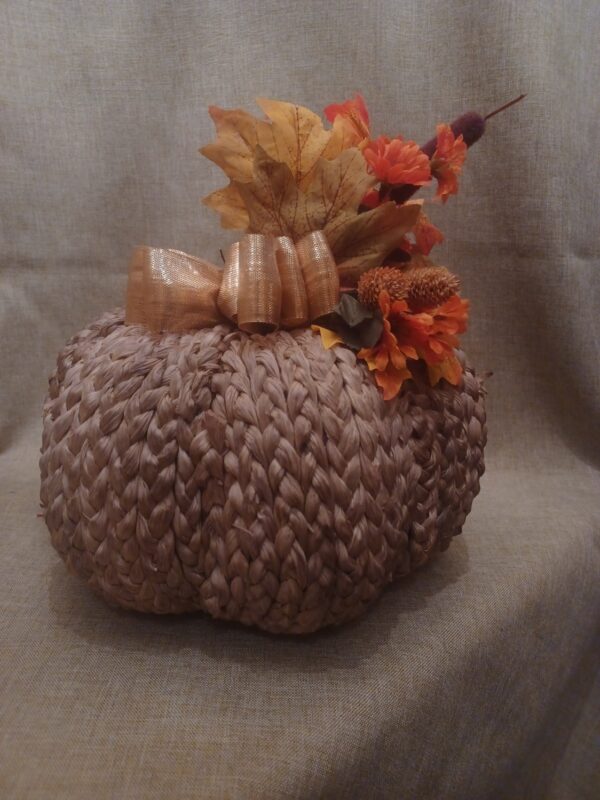 Beige Woven Pumpkin 7 inches